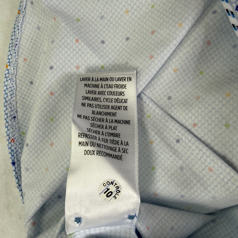 Robert Graham Modern Americana Mens Blue Polka Dot Stretch Shirt Size M Luxury - Picture 10 of 12